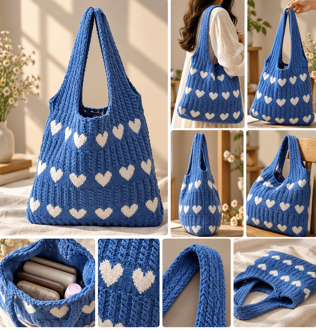 Crochet Tote Bag, Women Knitted Handbags, Mesh Beach Bag, Beach Bag for Women, Retro Crochet Mesh Beach Tote Bag, Boho Shoulder Bag for Holiday Daily Work Shopping Travel