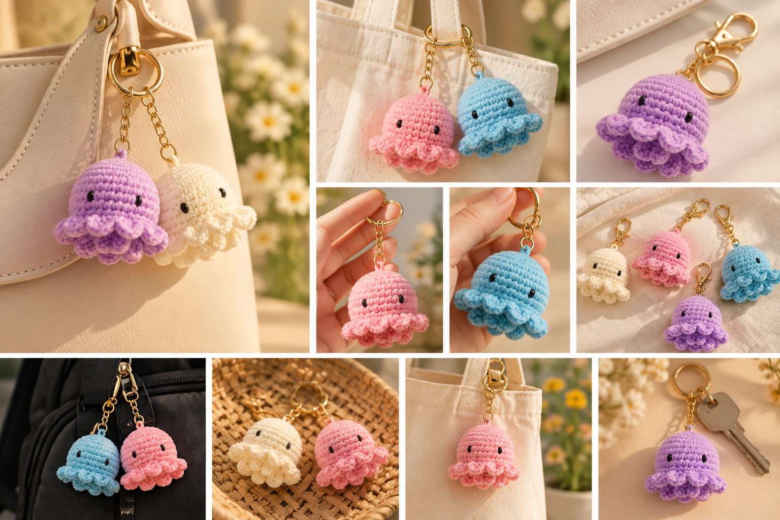 Handmade Jellyfish & Octopus Crochet Keychain (Pack of 2) — view 1 of 1
